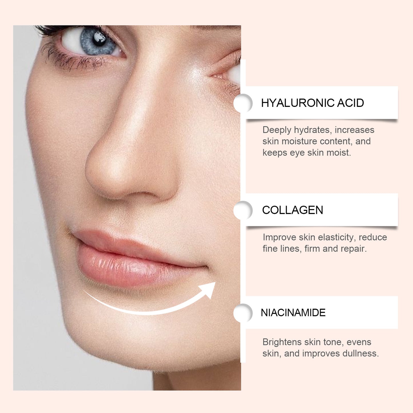 Collagen eye mask for hydration applied under eye