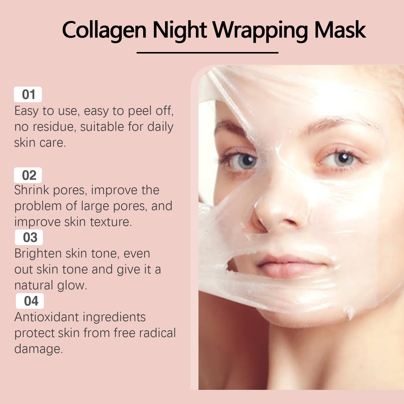 Collagen peel-off mask with brush texture close-up