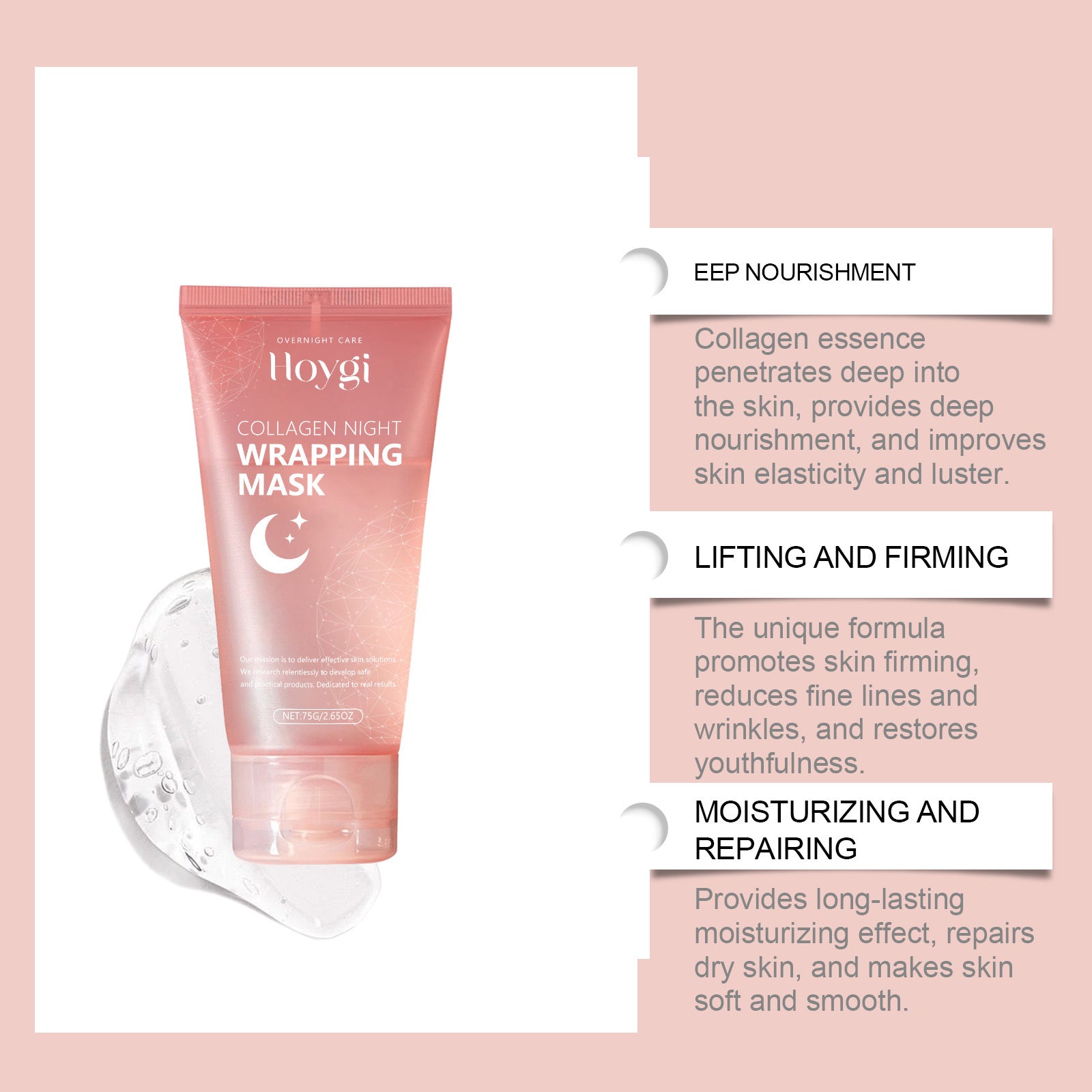 Collagen peel-off mask with brush application